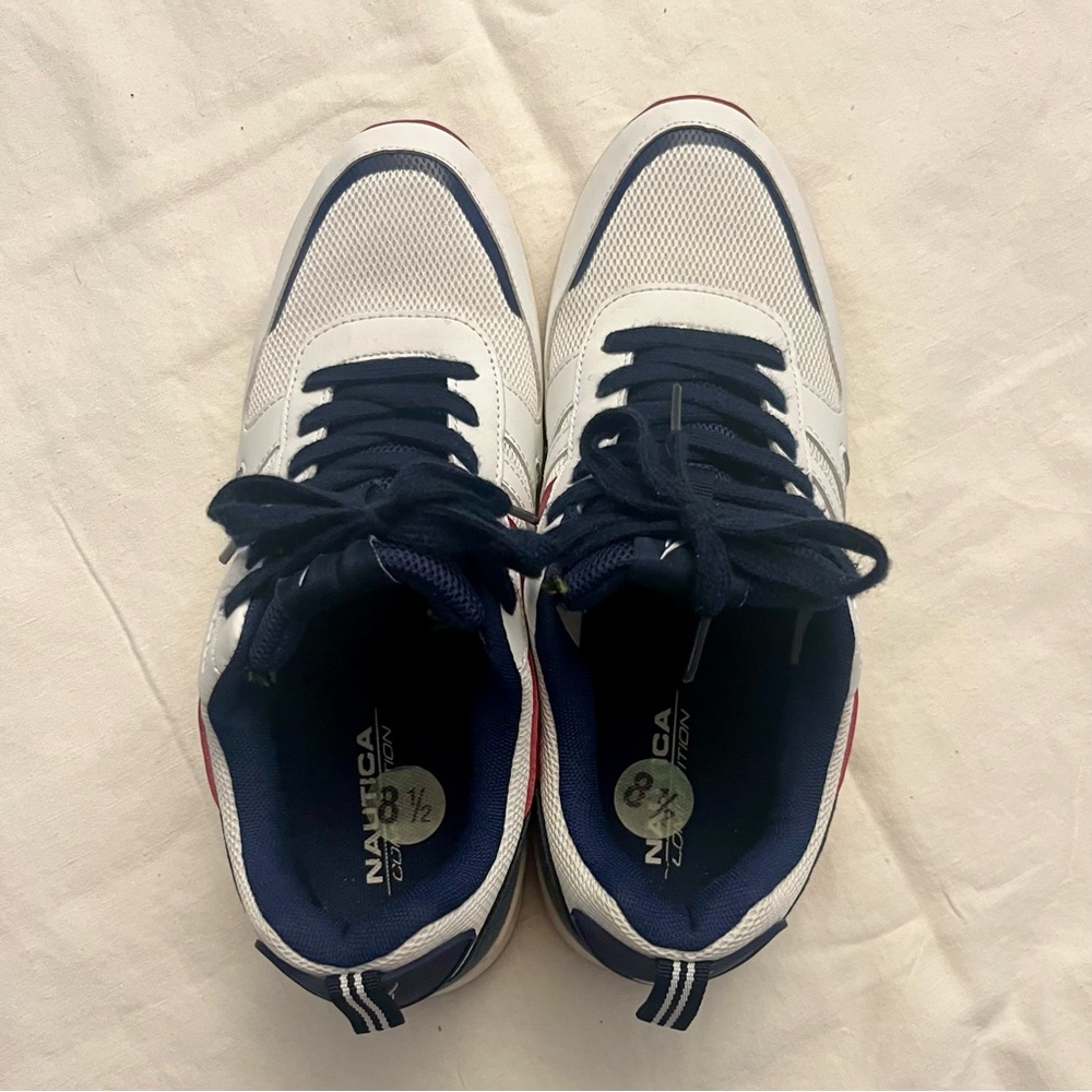 Vintage Nautica Sneakers White Red and Blue Size 8.5 - Picture 3 of 5